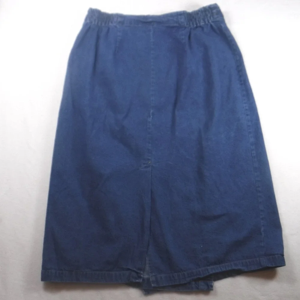 VTG Original TY Wear Denim Wrap Skirt Women 20W Blue Midi Buffalo Nickel Buttons - Picture 5 of 9